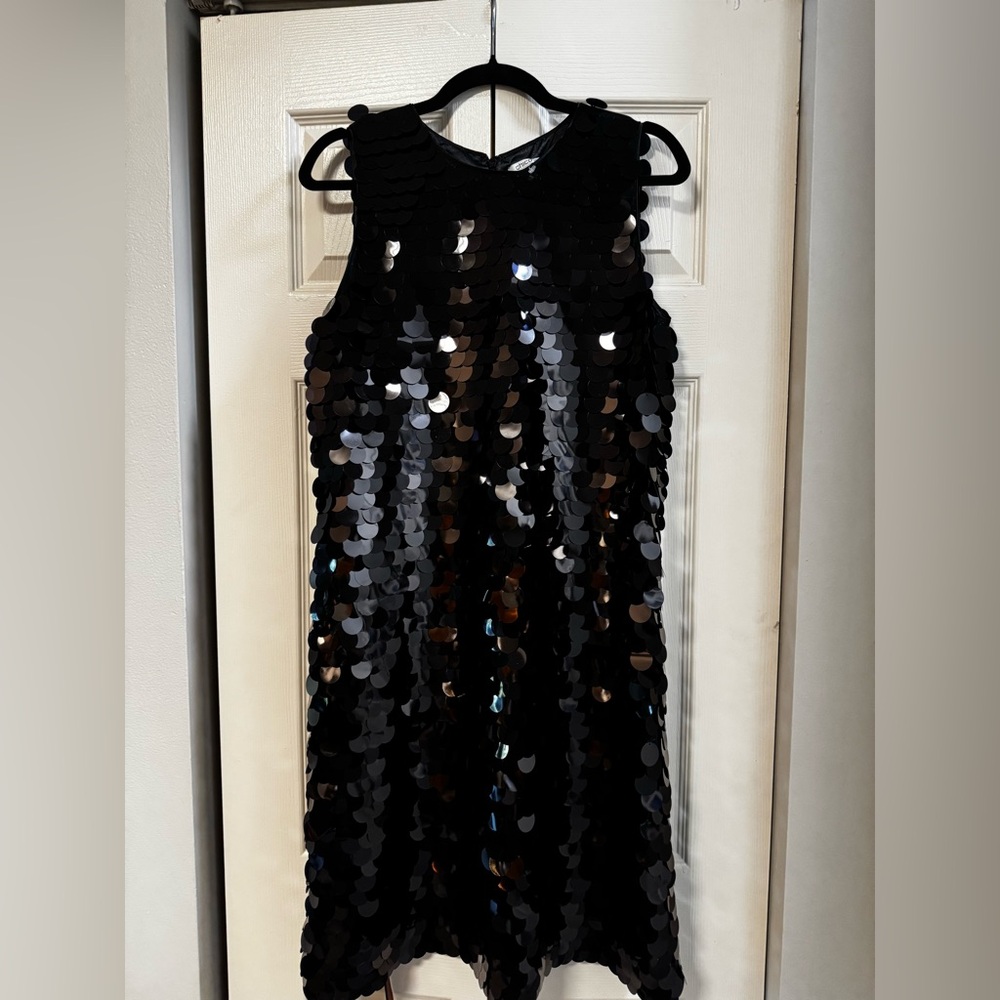 NEW CHICO’S Black Large Sequined Shift Dress